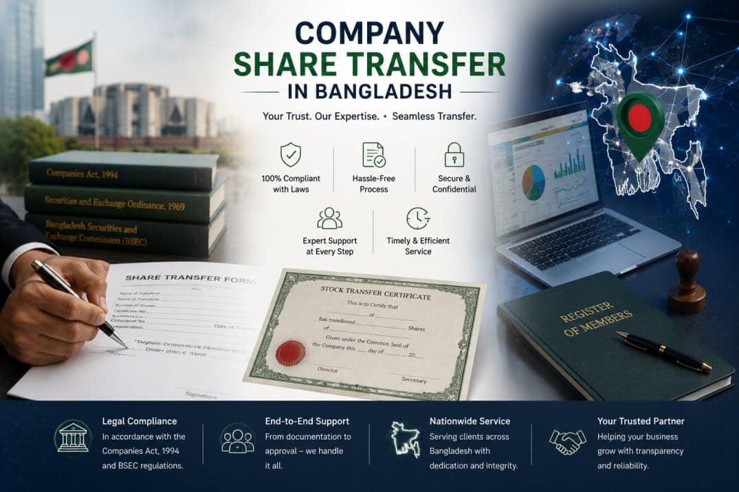 Company share transfer process in Bangladesh with legal compliance and expert support