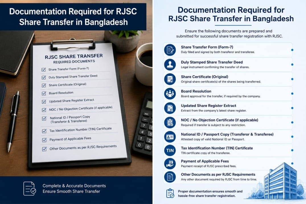 Documents required for RJSC share transfer in Bangladesh
