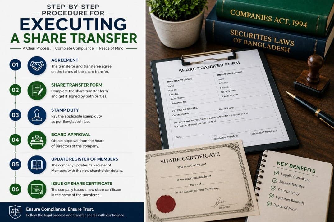 Step-by-step procedure for executing a company share transfer in Bangladesh